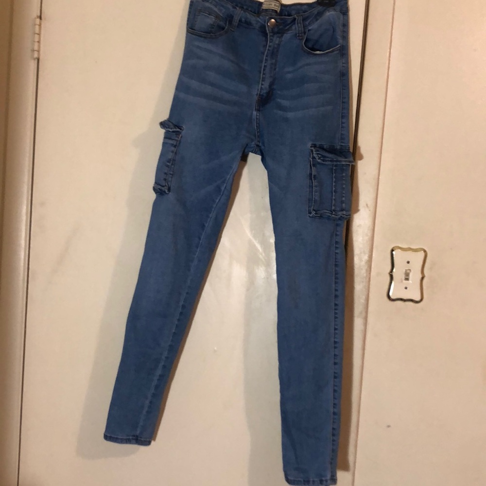 cargo blue jean pants